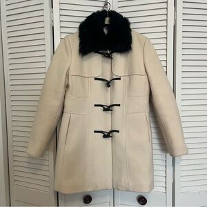 Banana Republic Cream Pea Coat with Black Details